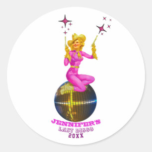 Disco Cowgirl Retro Bachelorette Runder Aufkleber