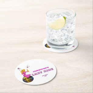 Disco Cowgirl Retro Junggeselinnen-Abschied   Runder Pappuntersetzer