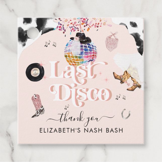 Disco Cowgirl Rodeo | Bachelorette Vielen Dank Geschenkanhänger (Vorderseite)