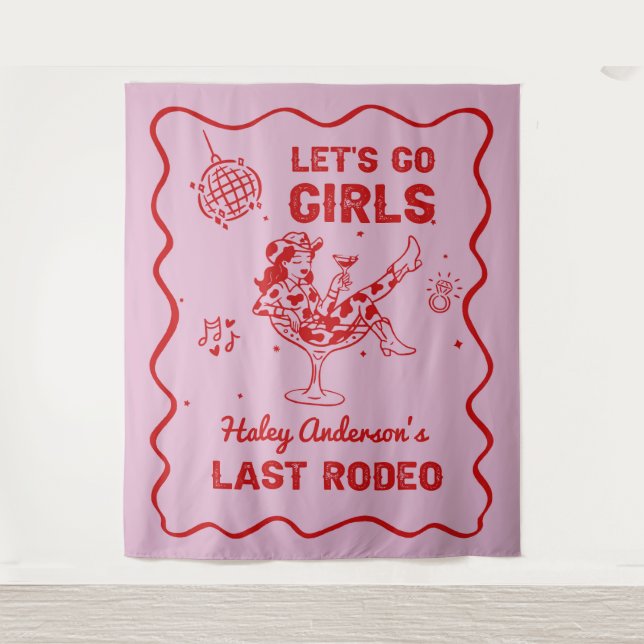 Disco Cowgirl Rodeo Bachelorette Wandteppich (Vorderseite)