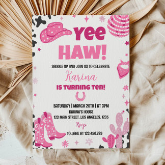 Disco Cowgirl Rodeo Western Geburtstag Einladung
