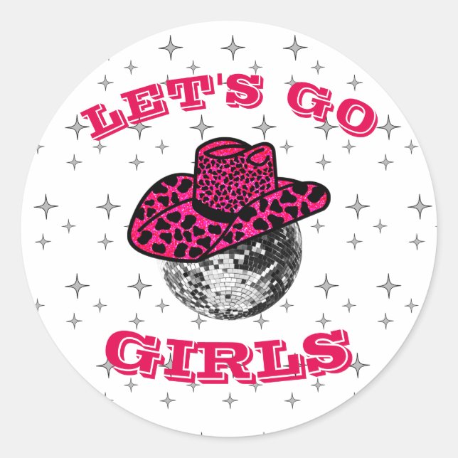 Disco Cowgirl Sticker mit Sternenmuster (Vorderseite)