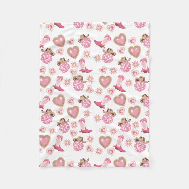 Disco Cowgirl Valentine Small Fleece Blanket (Vorderseite)