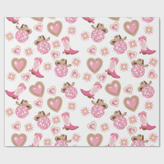 Disco Cowgirl Valentine Wrapping Paper Geschenkpapier