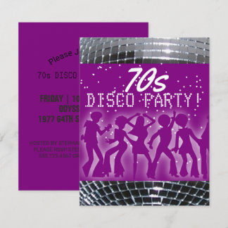 Disco Dance Party Lila | Retro 70er-Themenparty Einladung