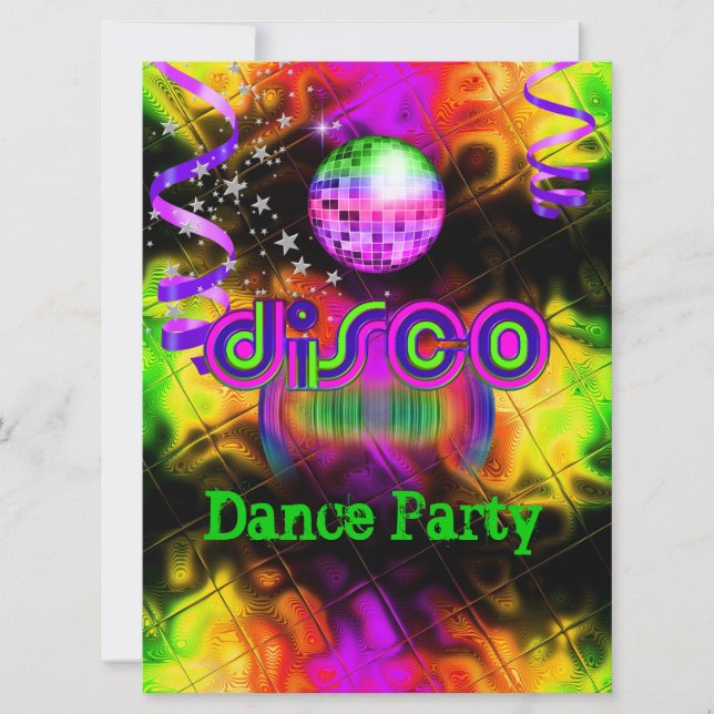Disco Dance Party Psychedelic Music Einladung (Vorderseite)