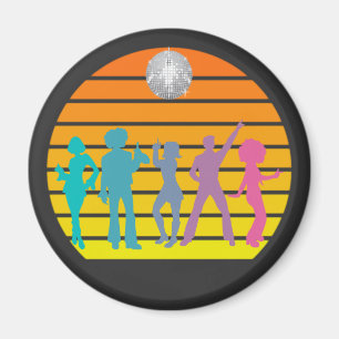 Disco Dancers 70's Retro Sunset Disco Ball Magnet