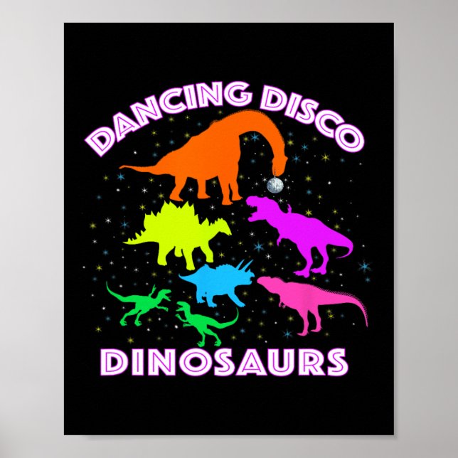 Disco Dancing Dinosaurs Prove Awesome Teacher Pres Poster (Vorne)
