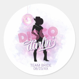 Disco Darlin' Bachelorette Team Bride ID928 Runder Aufkleber