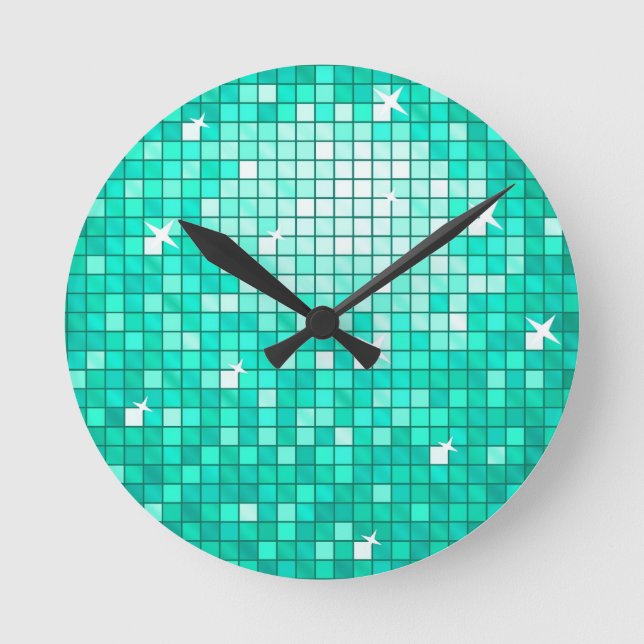 Disco deckt Aqua-Wanduhr mit Ziegeln Runde Wanduhr (Vorderseite)