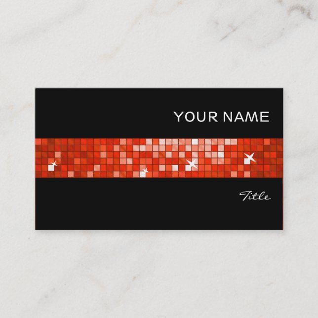 Disco deckt rotes Fliesenstreifenschwarzes mit Visitenkarte (Vorderseite)