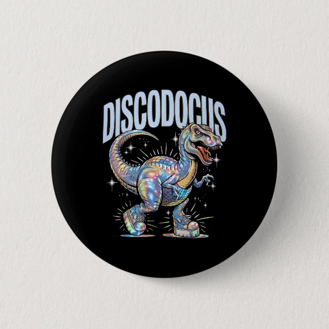 Disco-Dinosaurier Diplodocus 70er Dino Tanz Lustig Button (Vorderseite)