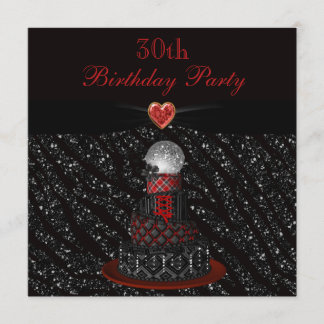 Disco Diva Cake Zebra Glitzer Print 30. Geburtstag Einladung