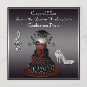 Disco-Diva-Kuchen, silbernes Heels-Abschluss-Party Einladung