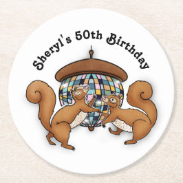 Disco Eichhörnchen-Party Runder Pappuntersetzer