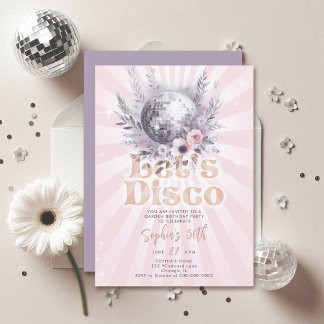 Disco Garden Party 70er Retro Pink 30. Geburtstag Einladung