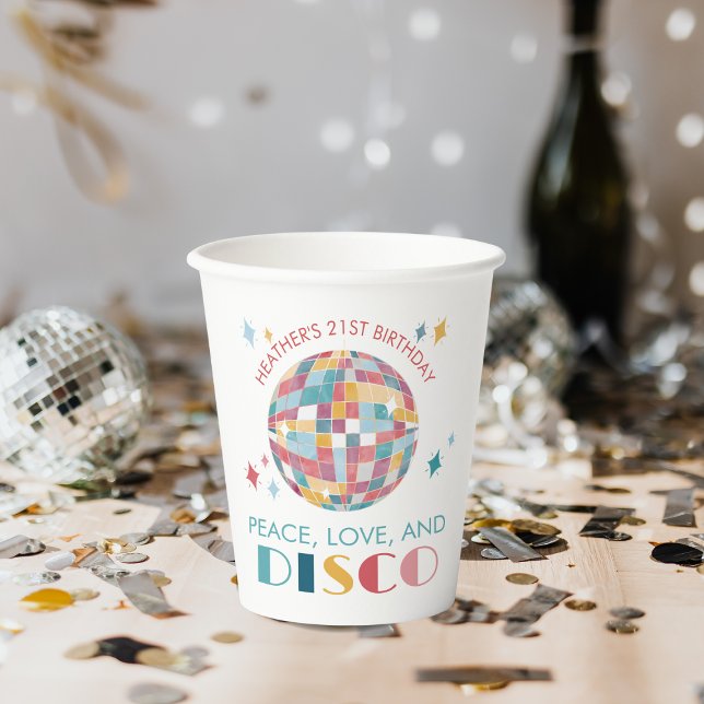 Disco Garden Party Peace, Liebe und Disco Pappbecher (Von Creator hochgeladen)