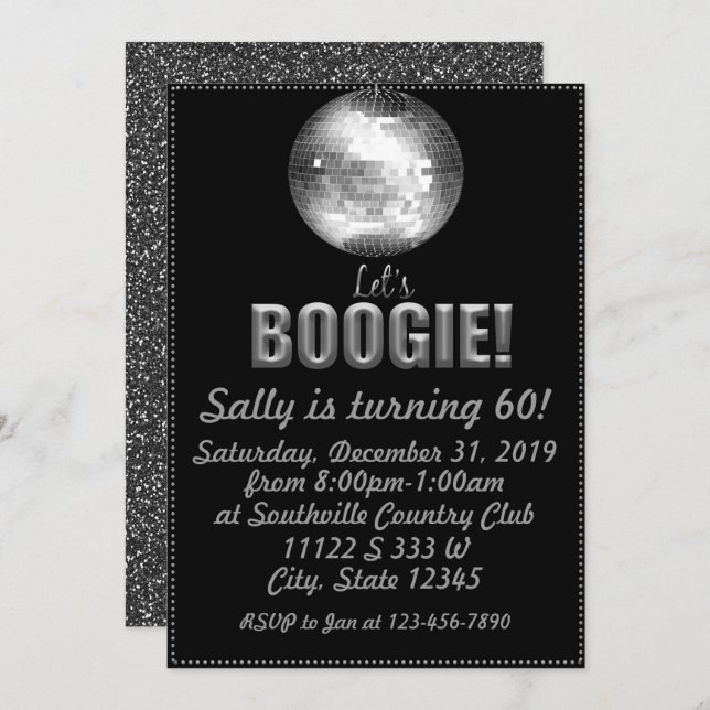 Disco Geburtstag Einladung (Vorne/Hinten)