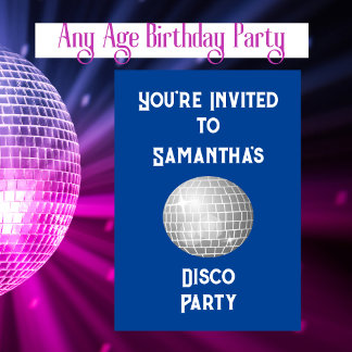 Disco Geburtstagsparty Jegliches Alters Disco Ball Einladung