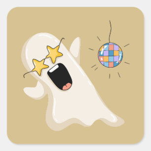 Disco-Geist mit Sternbrille Quadratischer Aufkleber