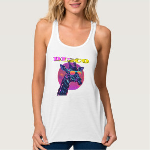Disco Giraffe in Neon Shades - Retro Party Tier Tank Top