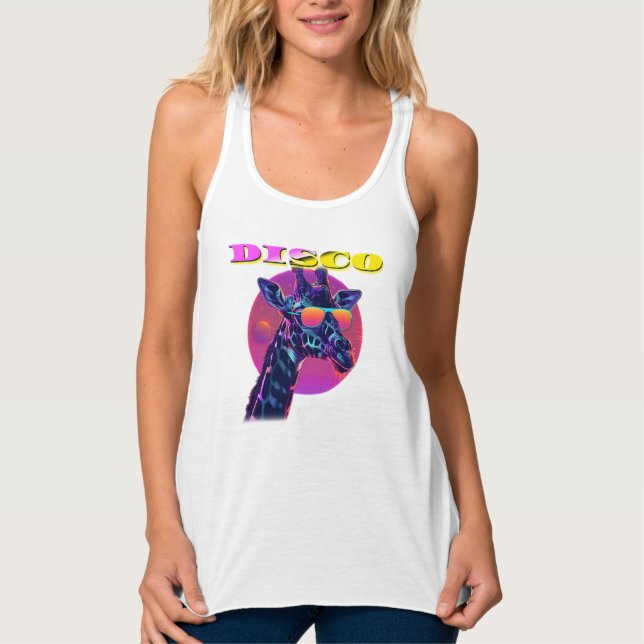 Disco Giraffe in Neon Shades - Retro Party Tier Tank Top (Vorderseite)
