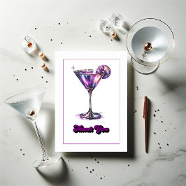 Disco Glam Retro Martini Galaxy Glasdesign Dankeskarte