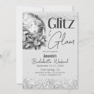 Disco Glitz und Glam Silver Junggeselinnen-Abschie Einladung