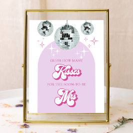Disco Groove Wie viele Kisses Brautparty Game Poster