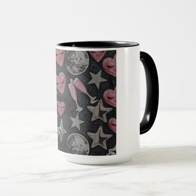 Disco Hearts Mug – Chic Glam Gift for Coffee Lover Tasse (VorderseiteRechts)