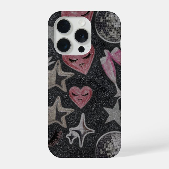 Disco Hearts Phone Case – Chic Glam Style iPhone Hülle (Rückseite)