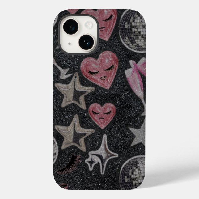 Disco Hearts Protective Phone Case – Chic Glam Sty (Rückseite)