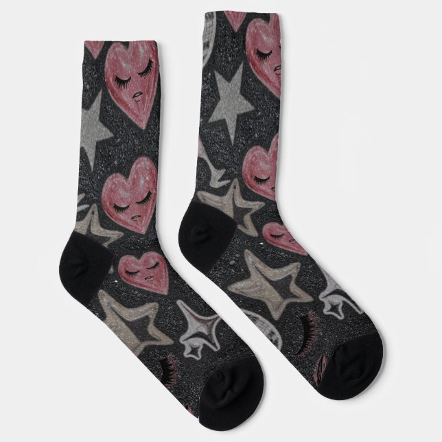 Disco Hearts Socks – Cute Glam Gift for Her Socken (Rechts)