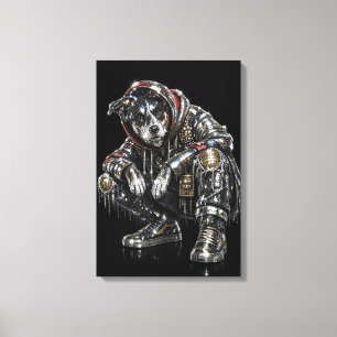 Disco-Hund-Leinwand-Wandkunst – Moderne Mosaik-Wel Leinwanddruck