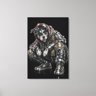 Disco-Hund-Leinwand-Wandkunst – Moderne Mosaik-Wel Leinwanddruck