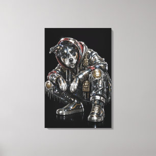 Disco-Hund-Leinwand-Wandkunst – Moderne Mosaik-Wel Leinwanddruck