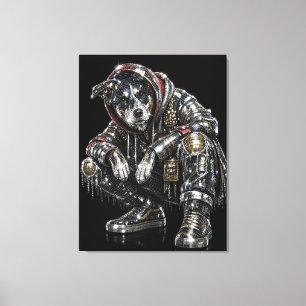 Disco-Hund-Leinwand-Wandkunst – Moderne Mosaik-Wel Leinwanddruck
