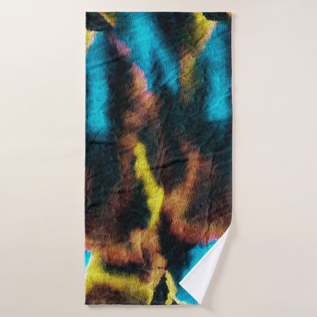 Disco Ikat Muster. Farbige Kunstgeschichte.  Badehandtuch (Badehandtuch)