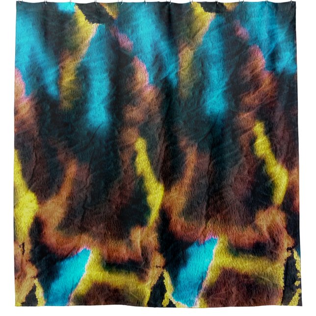 Disco Ikat Muster. Farbige Kunstgeschichte.  Duschvorhang (Vorderseite)