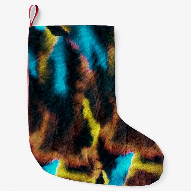 Disco Ikat Muster. Farbige Kunstgeschichte.  Kleiner Weihnachtsstrumpf (Vorderseite)