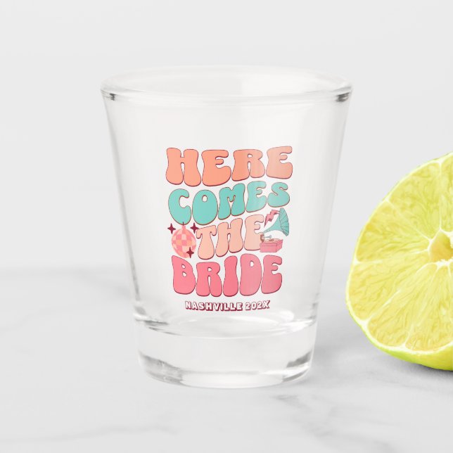 Disco Junggeselinnen-Abschied Retro 80er Jahre Gro Schnapsglas (Vorderseite)