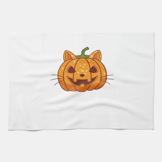 Disco-Katze Jack o'Lantern Classic T-Shirt Geschirrtuch (Horizontal)