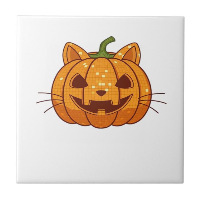 Disco-Katze Jack o'Lantern Klassisches T-Shirt Fliese (Vorderseite)