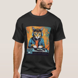 Disco-Katze-Techno-DJ-Tierliebhaber-Novity-Grafik T-Shirt