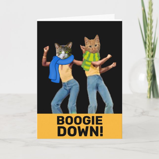 DISCO-KATZEN RETRO CAT-FUNNY BIRTHDAY CARD KARTE (Vorderseite)
