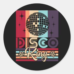 Disco-König 1970er Vintage 70er Tanzparty-Geschenk Runder Aufkleber
