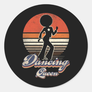 Disco-Königin 70er Vintage 80er Themen Retro Tanz  Runder Aufkleber