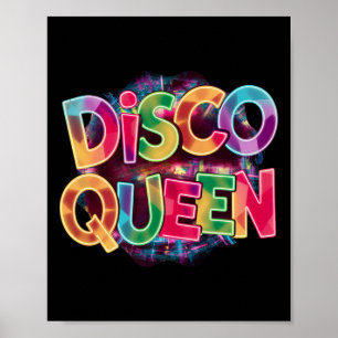 Disco-Königin Vintage 80er Retro-Party-Outfit Dame Poster