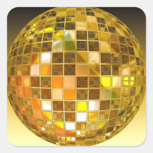 Disco-Kugel 70er-Jahre-Party-Aufkleber Quadratischer Aufkleber