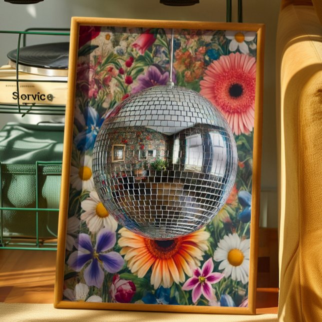 Disco-Kugel-Blumen-Wandkunst Retro-Maximalist-Post Poster (Von Creator hochgeladen)